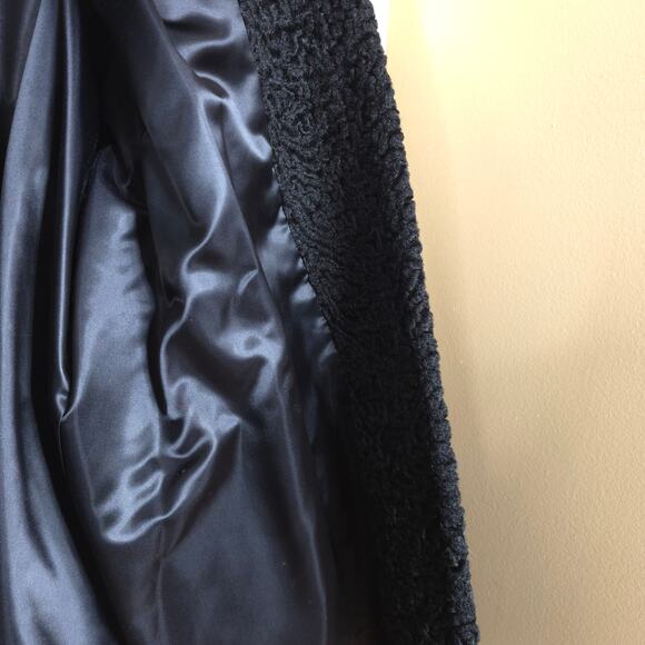 Vintage Rubin's Swirled Heavy Long Lined Coat with Fur Collar in Black Size XL - Picture 10 of 12